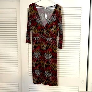 NWT Old Navy long sleeve Spring Dress Medium Pink/white/black chevron Dress